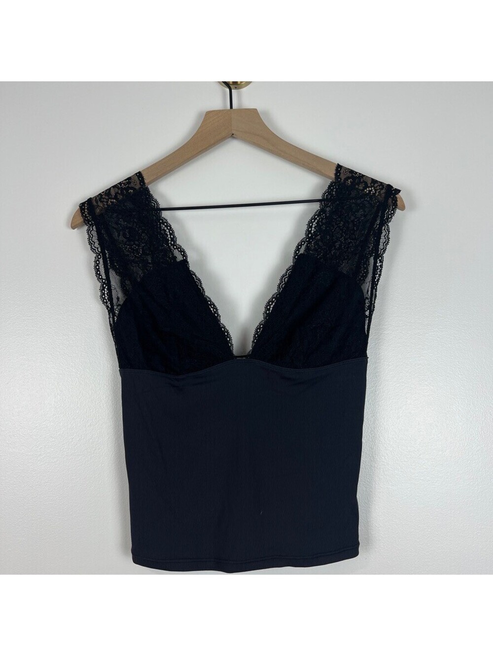 Free People Intimately Black Lace Plunge Tank Top NWT Size Medium - Picture 4 of 7